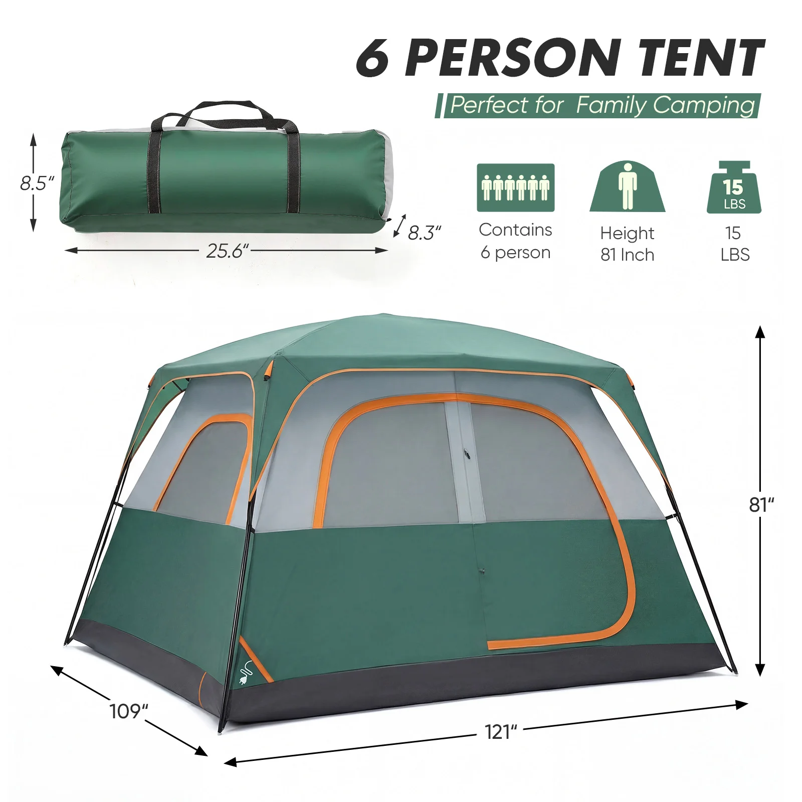 CampGlut Zelt im Wald aufgestellt für Campingurlaub.