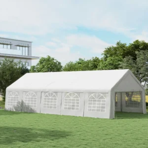 CampGlut 32x16 Outdoor-Pavillon mit Kathedralfenster-Design.