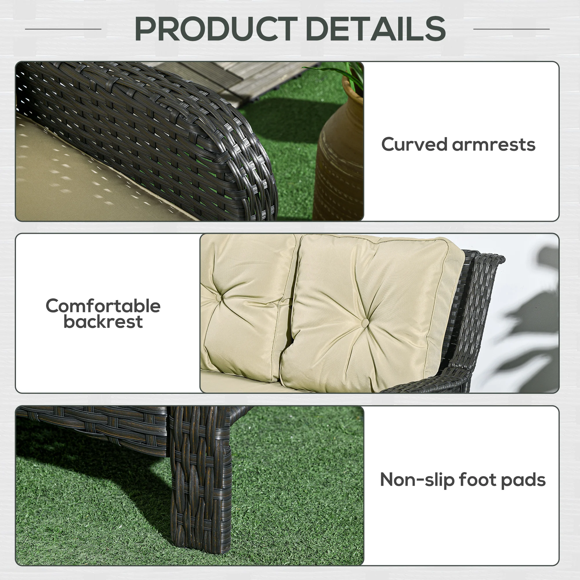 CampGlut 2-Seater Sofa beige, gemütlich für Outdoor-Einsatz.