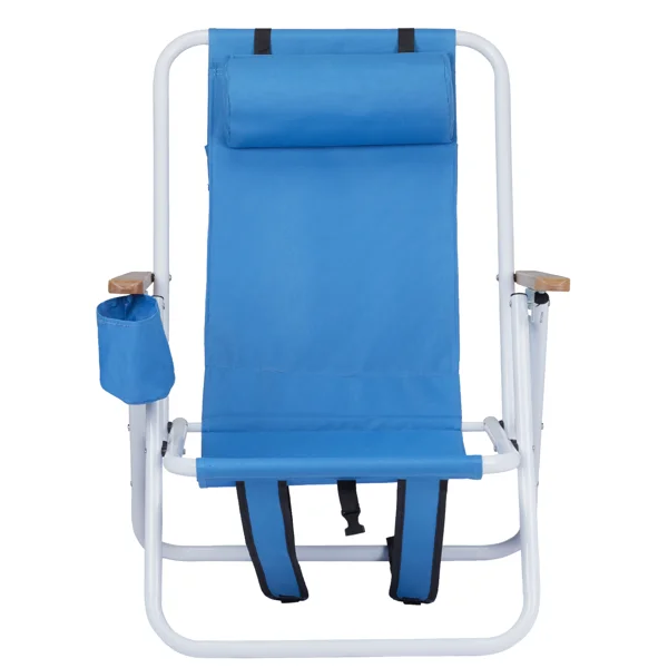 Tragbarer Hochleistungs-Strandstuhl mit verstellbarer Kopfstütze, Blau – Bild 5