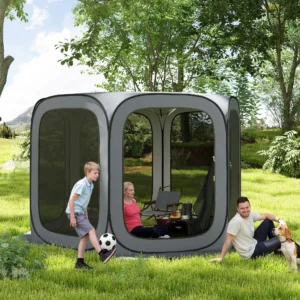 11 x 11ft Pop-Up-Sichtschutz-Zelt, UPF50+, tragbarer Camping-Pavillon mit Tra...