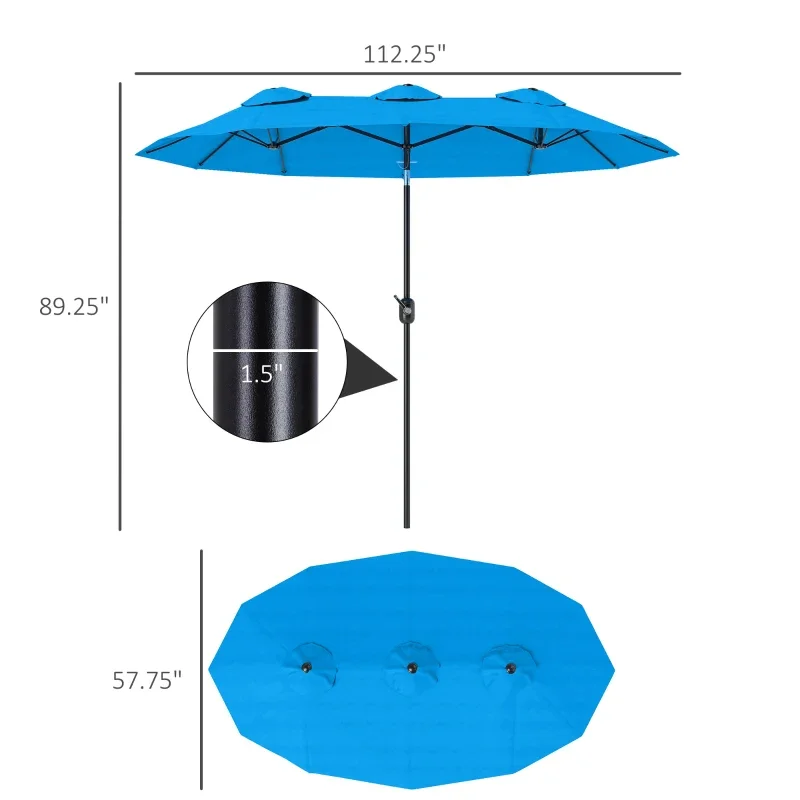 Double-Sided Patio Umbrella, 2.9 m, with Tilt Function and Crank, 3 Vents - Image 7