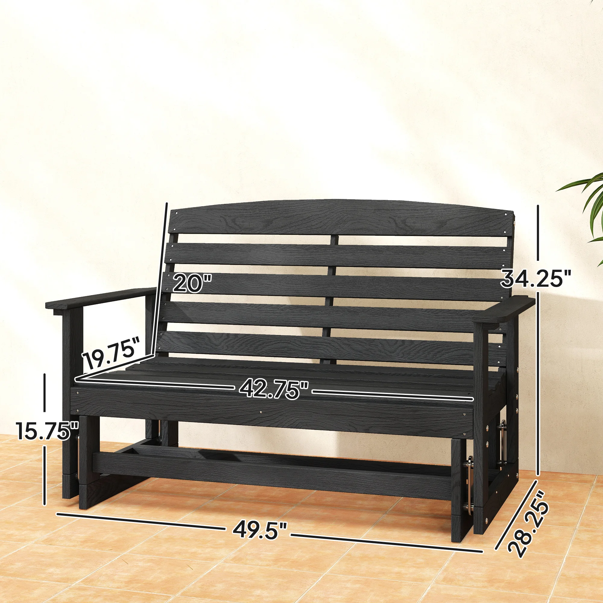 CampGlut Patio Glider Bench mit HDPE Doppelschaukelstuhl.