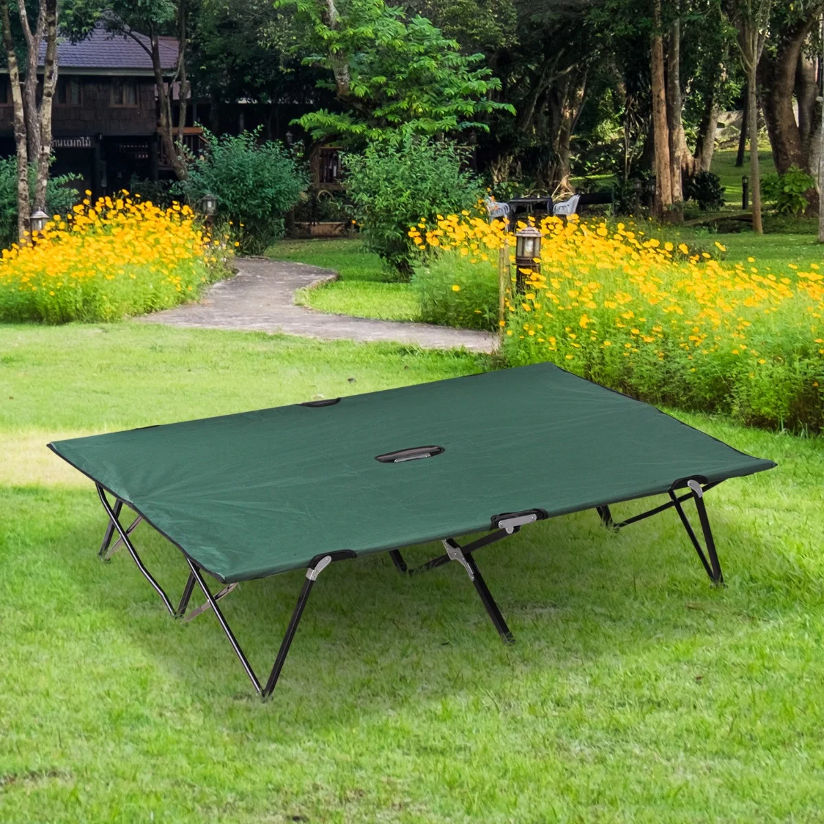 2-Personen-Klappfeldbett für Erwachsene, 127 cm breit, mit Tragetasche, grün