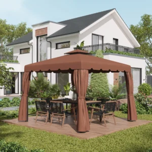 CampGlut 10x10 Pavillon-Ersatzdach in Kaffee für Camping und Outdoor.