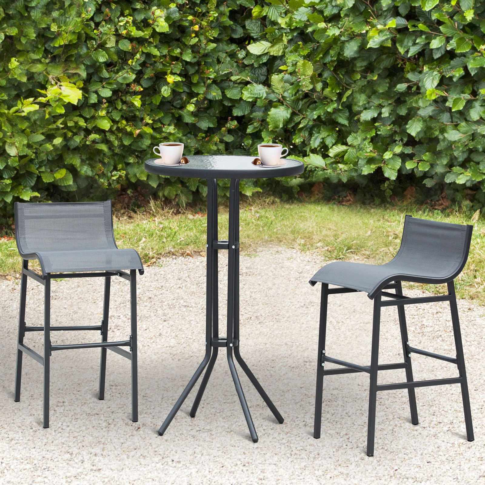 3-teiliges Outdoor-Bistro-Set für 2 Personen, Barhöhe, Anthrazitgrau – Bild 6