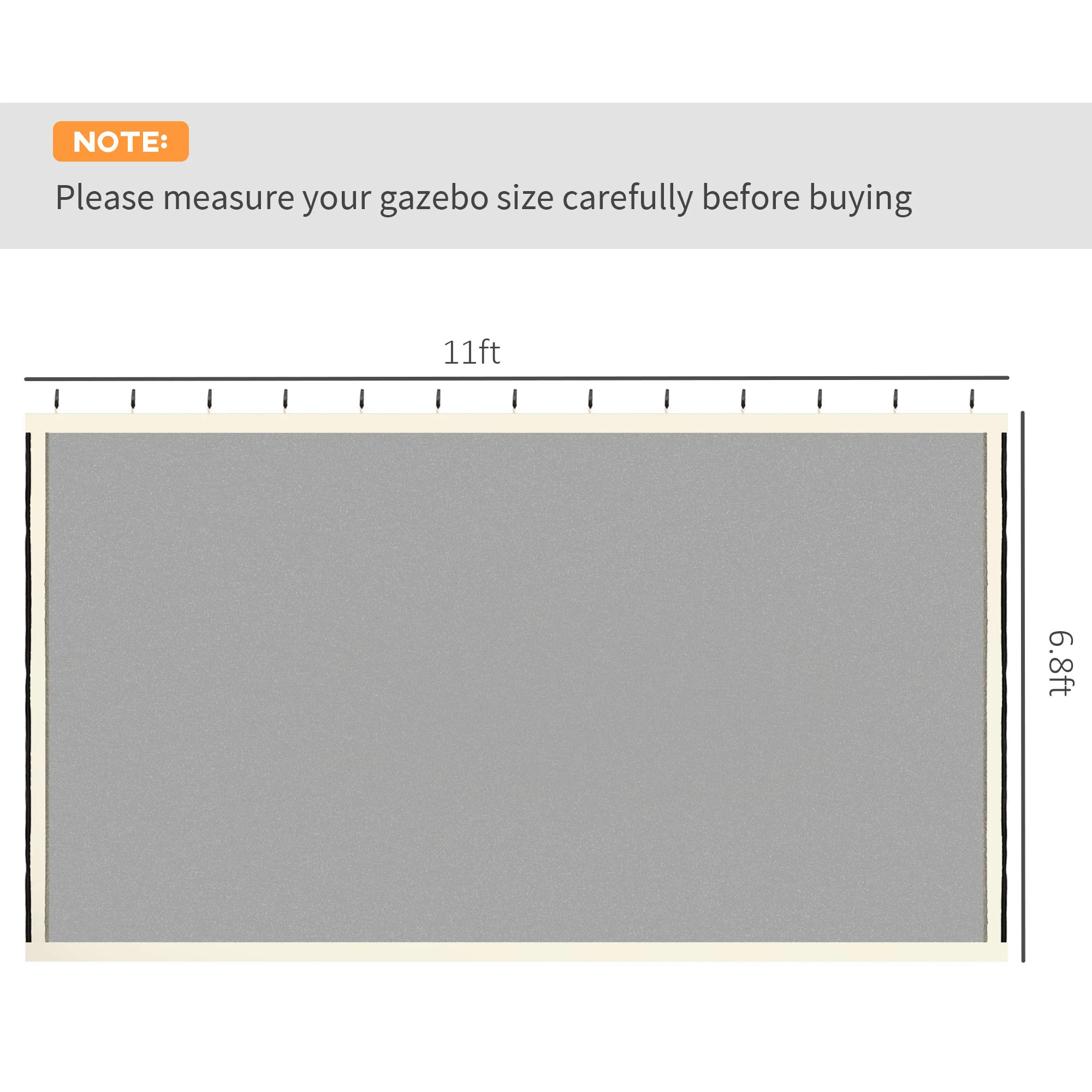 Replacement Side Wall Mesh with Zipper for 10x12 Pavilions, Cream - Imagen 6