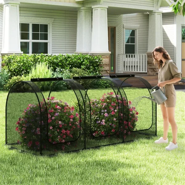 Jaula protectora de plantas de jardín verde 274x122x119 cm con red de nailon y cremallera... – Image 4