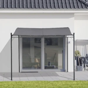 Langlebige 10x10 Stahl-Pergola, wandmontiert mit Dach für Terrasse, Grau