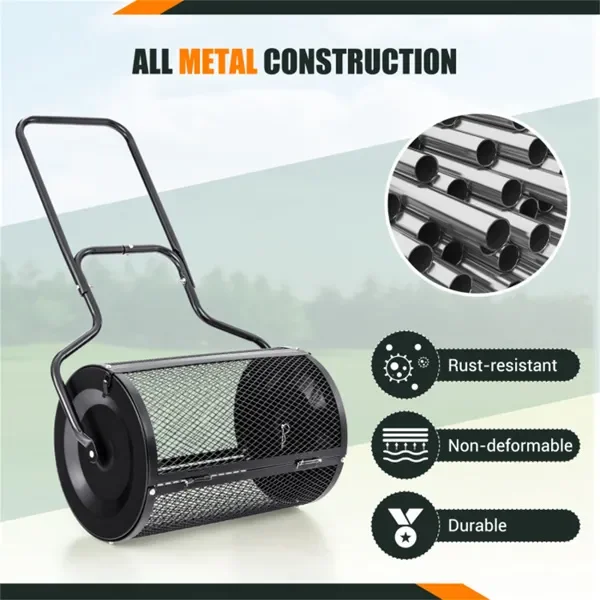 24-Inch Metal Mesh Compost Spreader, 2.7 Cubic Feet, Rust-Proof, for Peat/Topsoil... - Imagen 2