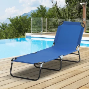 Klappbare Pool-Liegestühle, 5-stufig verstellbar, Stahlrahmen, Blau