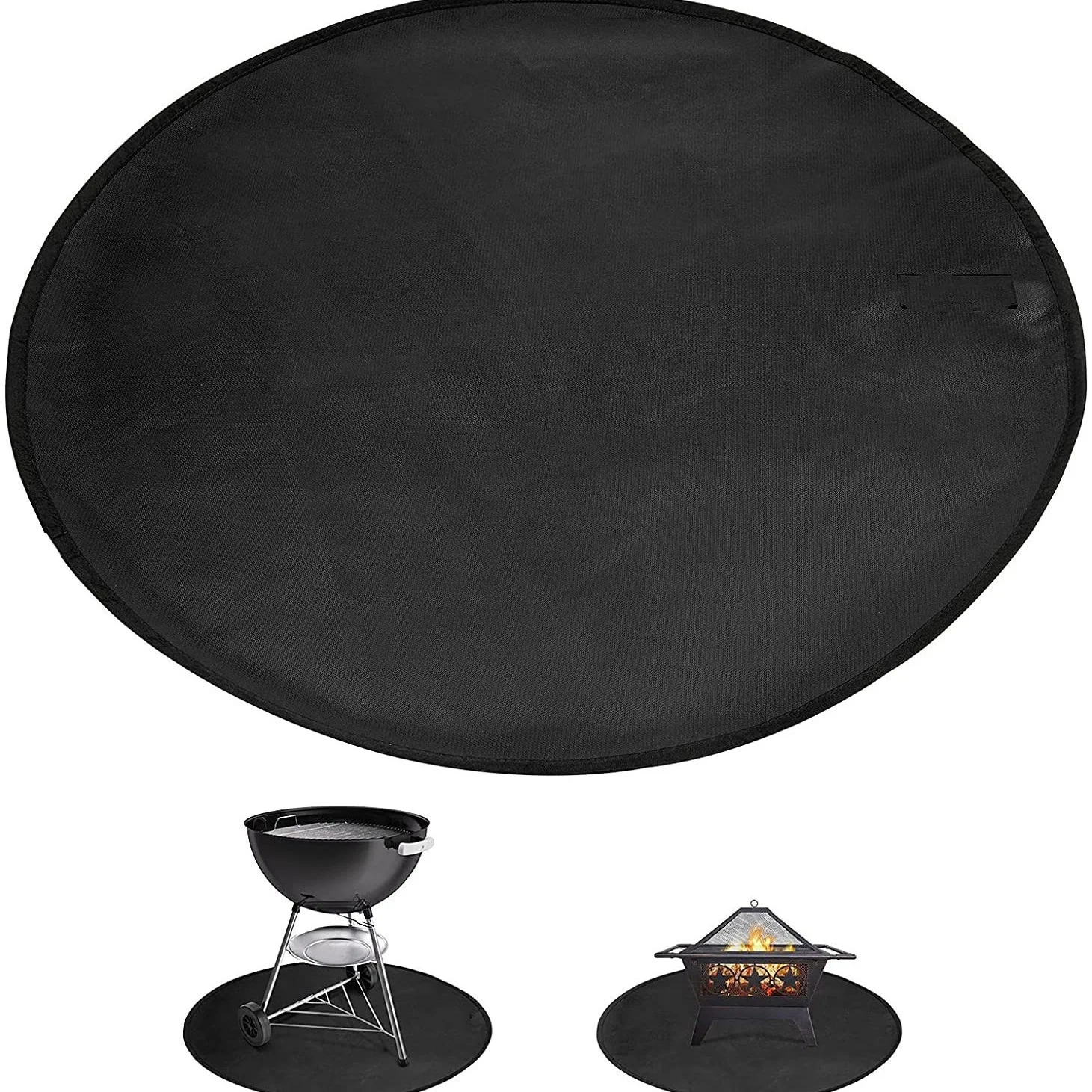 CampGlut Liquid Silicone-coated Black Round Fireproof Mat für Öfen.