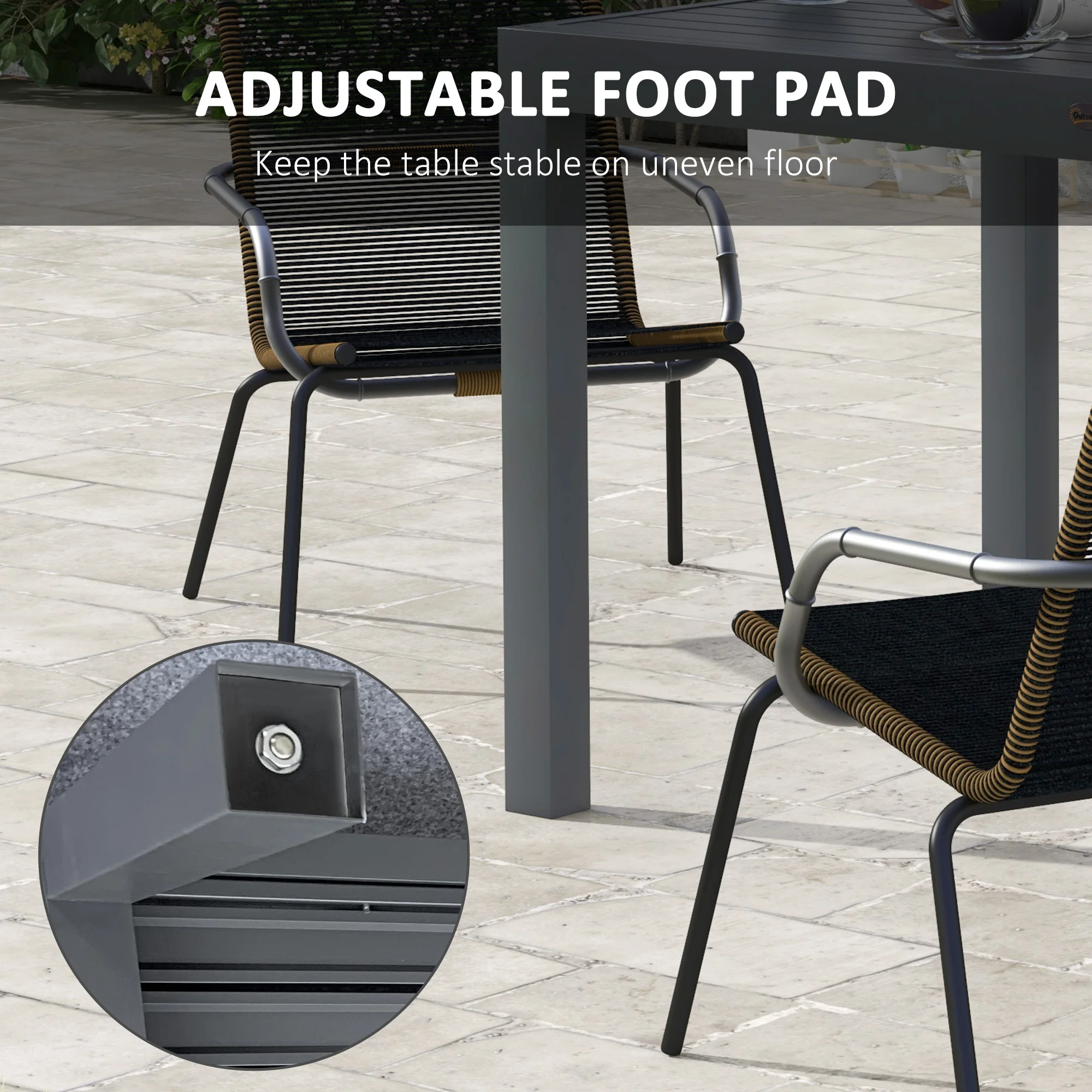 Ausziehbarer Terrassentisch, Aluminium, für 4-6 Personen, Grau – Bild 5