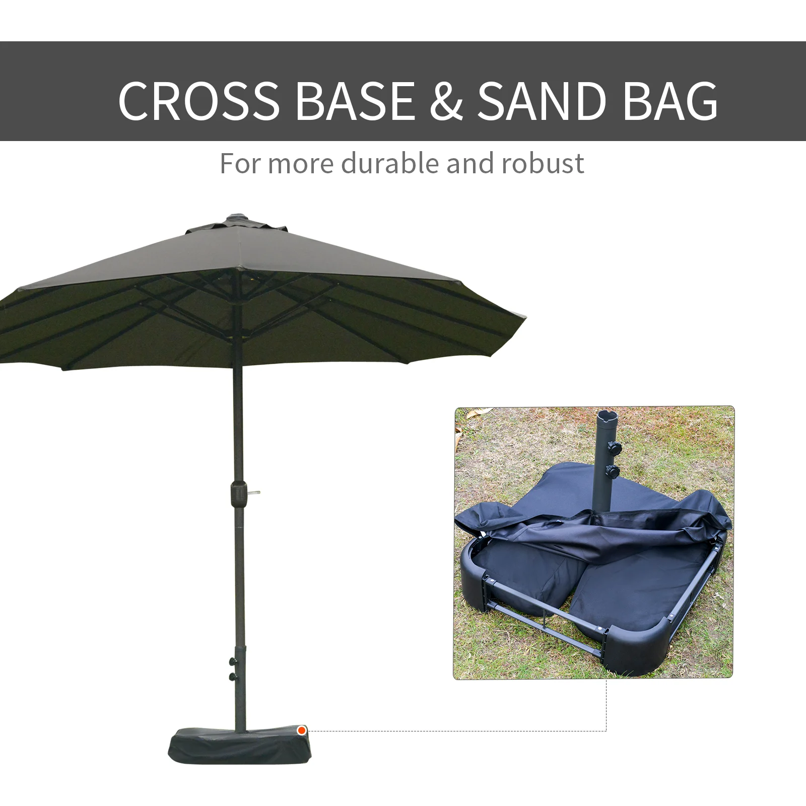 CampGlut rechteckiger Outdoor-Sonnenschirm aus Stahl mit Ständer.