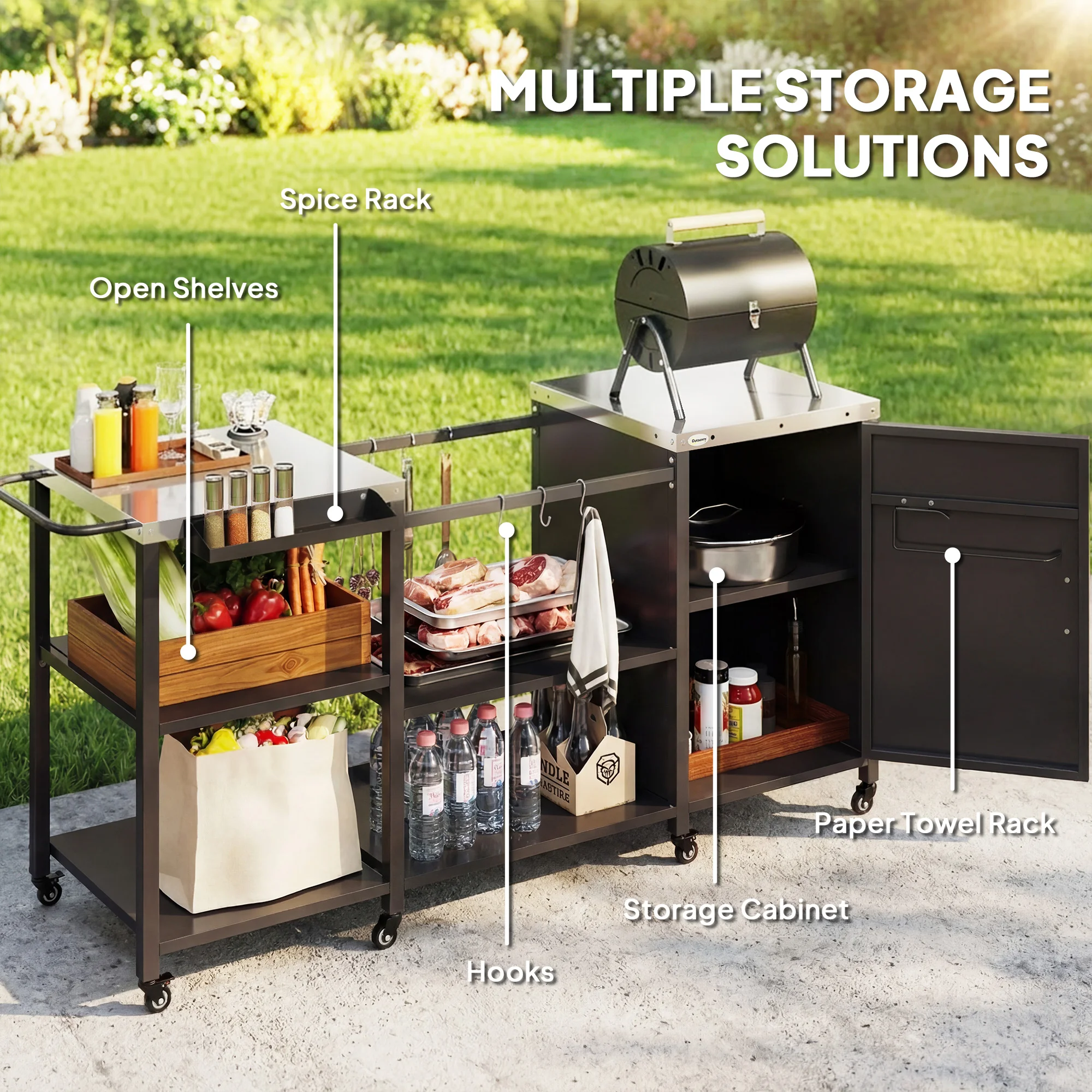 CampGlut Grill Table im Outdoor-Einsatz mit Grill.