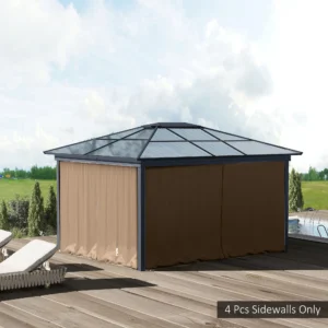 9,84 x 9,84 m Pavillon-Seitenwand-Set mit Haken/C-Ringen, Braun