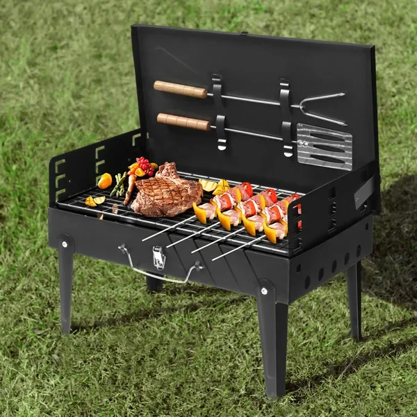 44x27x7cm Portable Square Charcoal Grill Black - Image 12