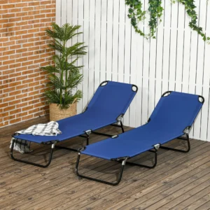 CampGlut klappbarer Sonnenliegestuhl aus Stahl für Strand und Garten.