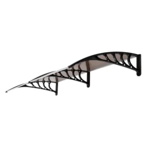 80x38cm Tür-Fenster-Regenabdeckung, braune Platte & schwarze Halterung