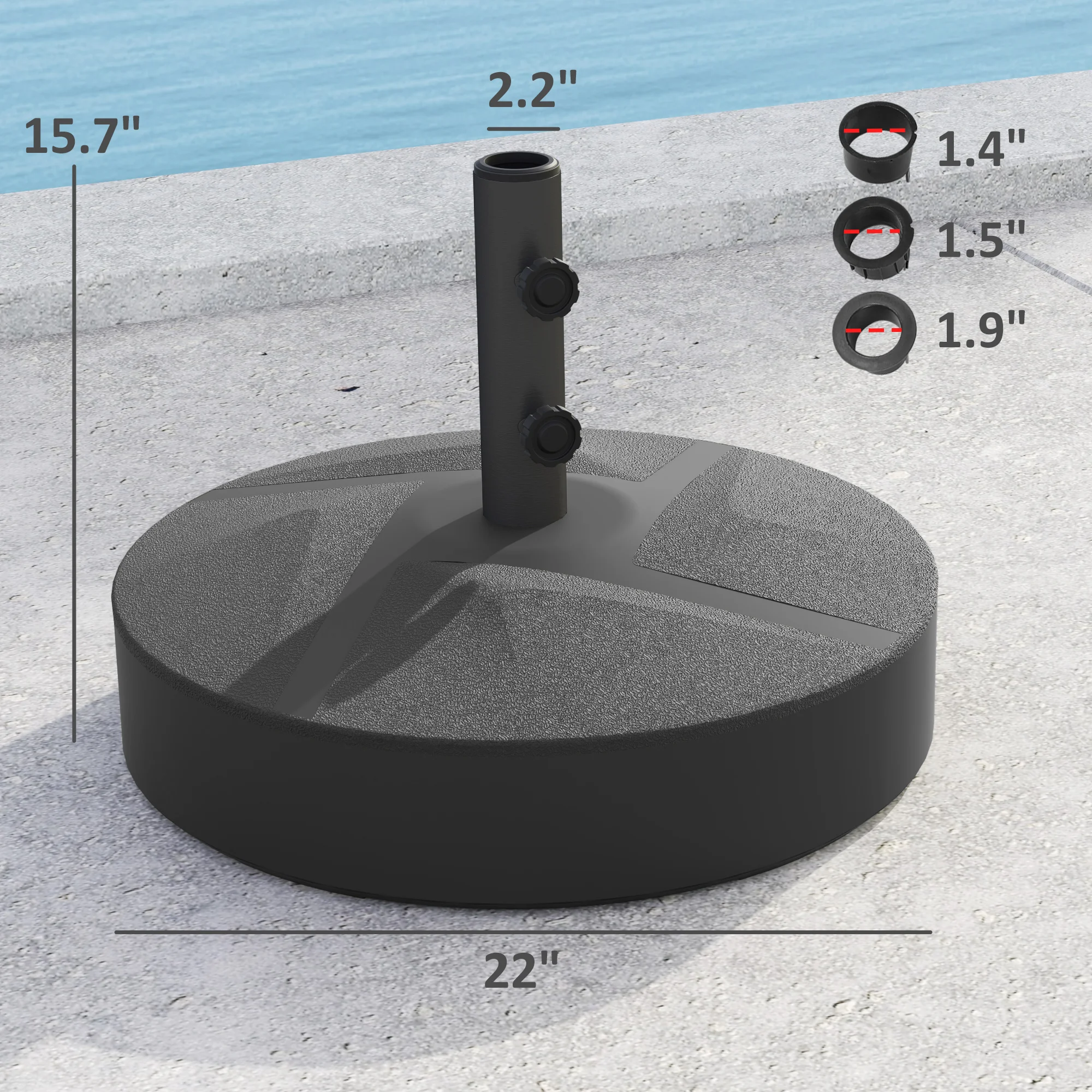 Terrassenschirmständer, schwerlast, bis 30kg befüllbar, schwarz – Bild 2
