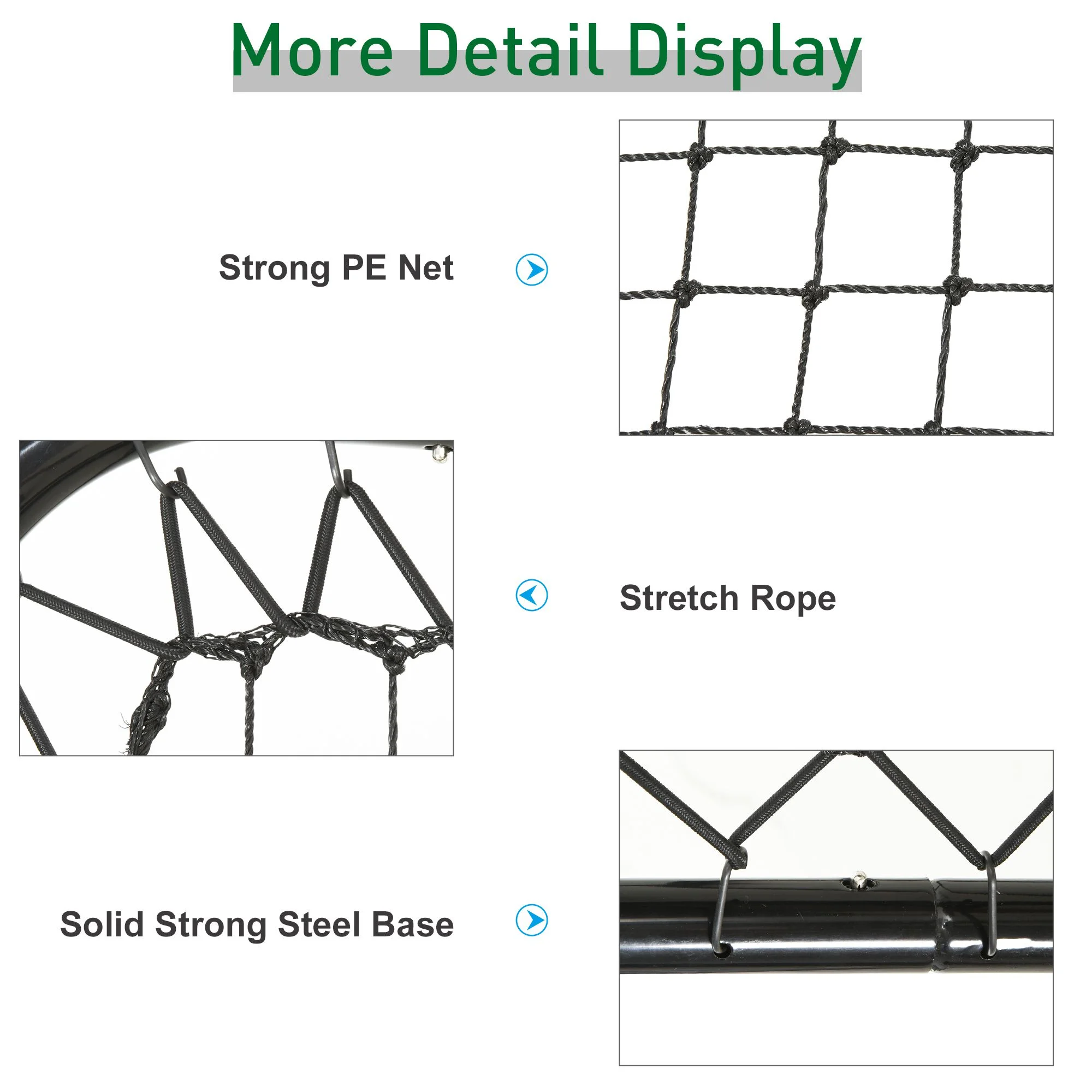 Fußball-Reboundernetz, 3x3, verstellbarer Winkel, klappbar, robustes Metallrohr – Bild 2