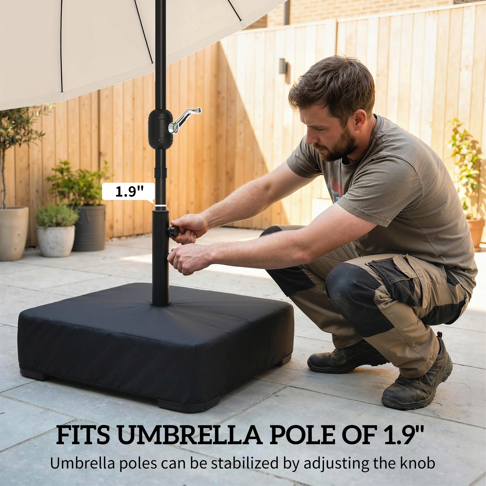CampGlut heavy duty Stand, Gartenschirmständer, robuste Outdoor-Lösung.