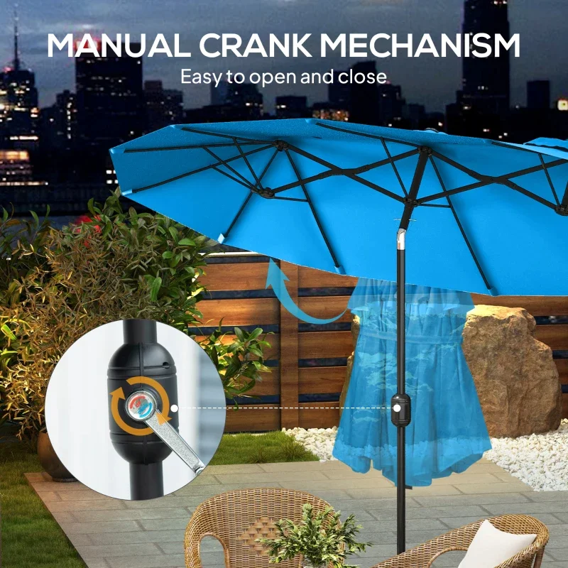 Double-Sided Patio Umbrella, 2.9 m, with Tilt Function and Crank, 3 Vents - Image 3