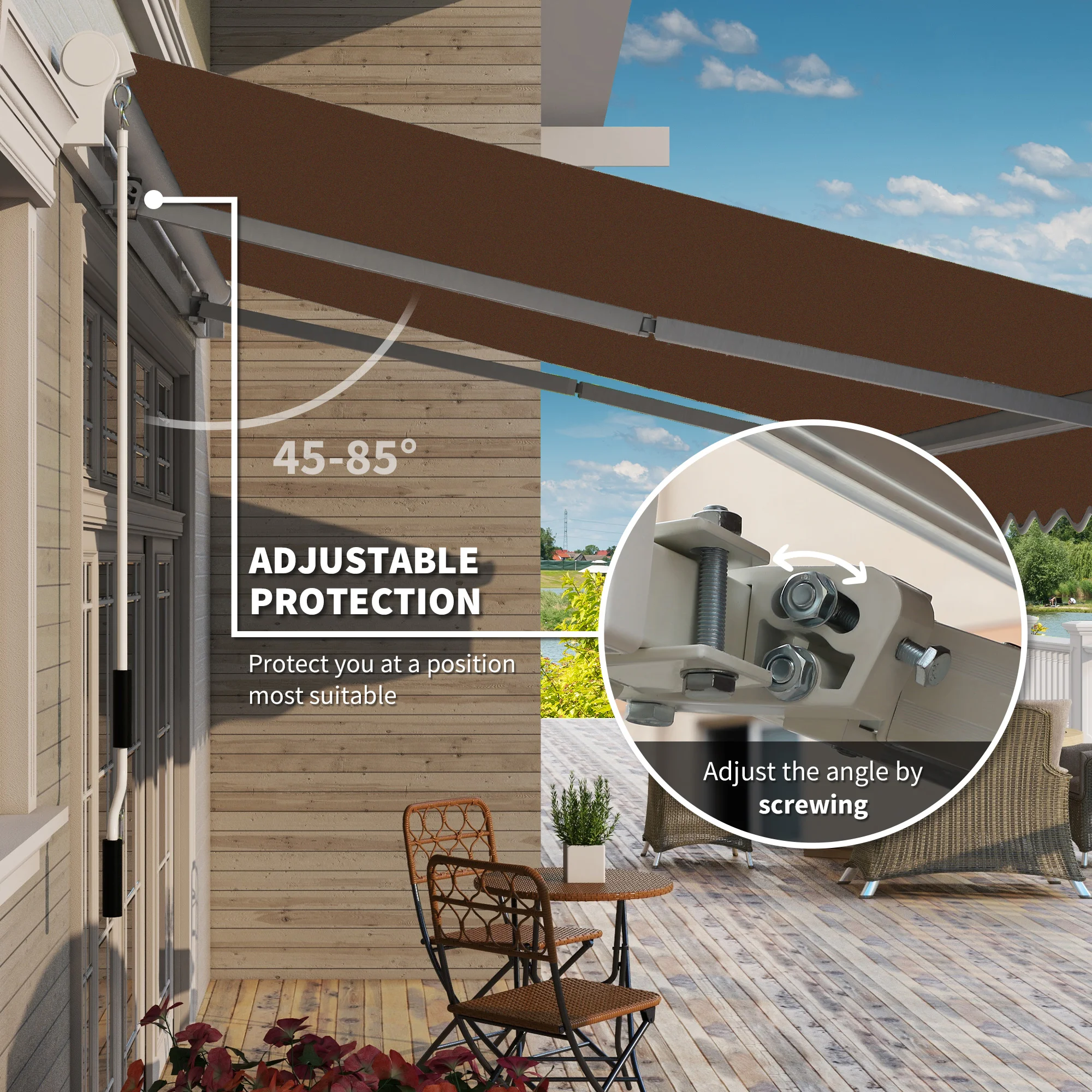 13 x 8 Einziehmarkise, Terrassen-Sonnenschutz mit Handkurbel, UV- & wasserabw... – Bild 6