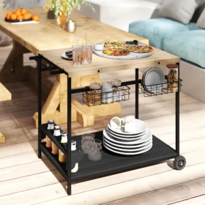 Outdoor Barwagen mit Weinhaltern, Natur