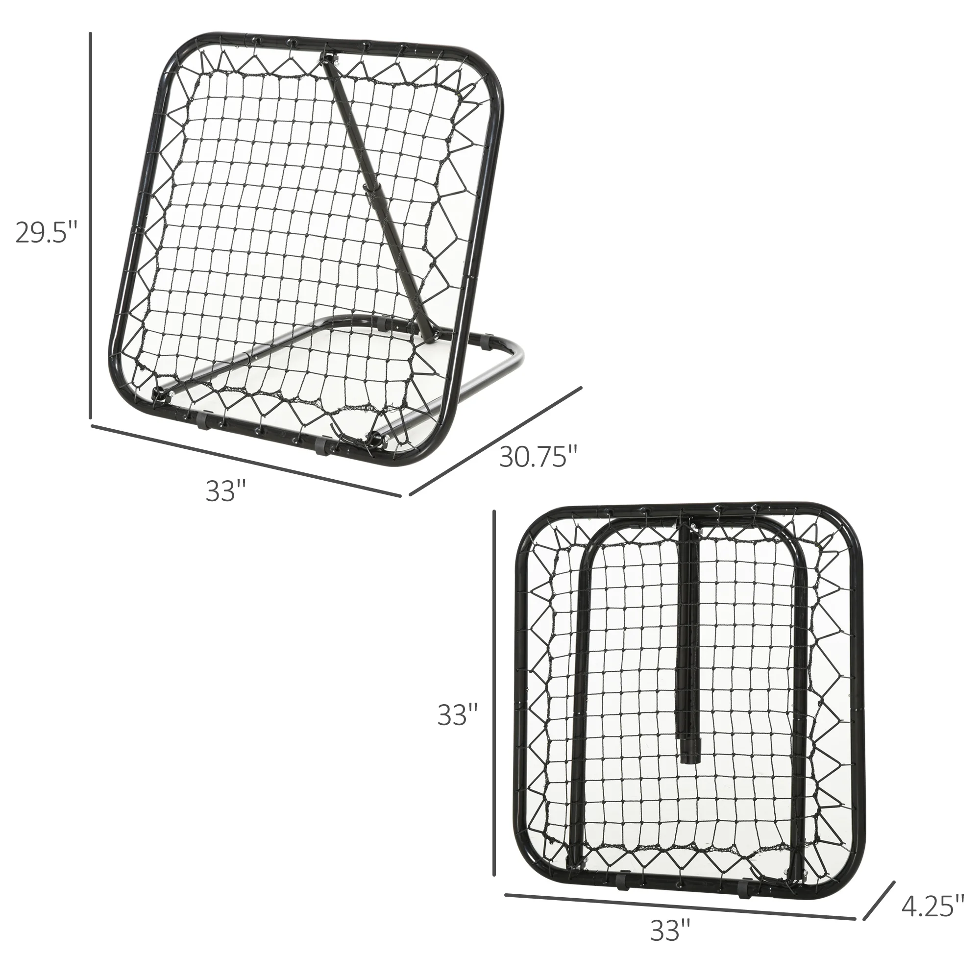 Fußball-Reboundernetz, 3x3, verstellbarer Winkel, klappbar, robustes Metallrohr – Bild 5