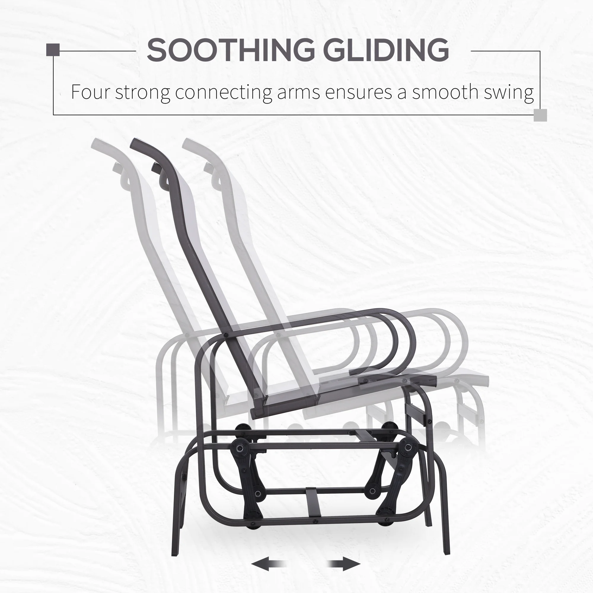 Sillón Mecedor, Silla Mecedora Individual de Metal Ligero y Malla, Blanco - Imagen 4
