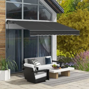 10 x 8 Einziehmarkise, 280gsm UV-beständig, für Terrasse, Balkon, Garten, Dun...