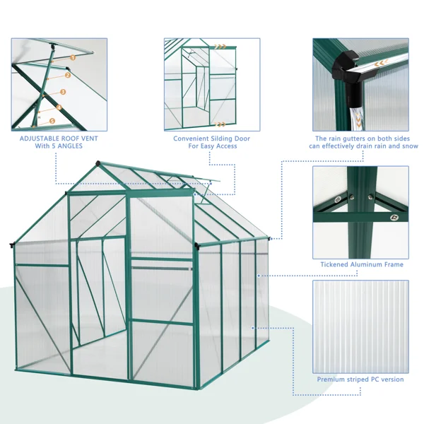 Green 6 x 2.4 m Outdoor Greenhouse - Imagen 2