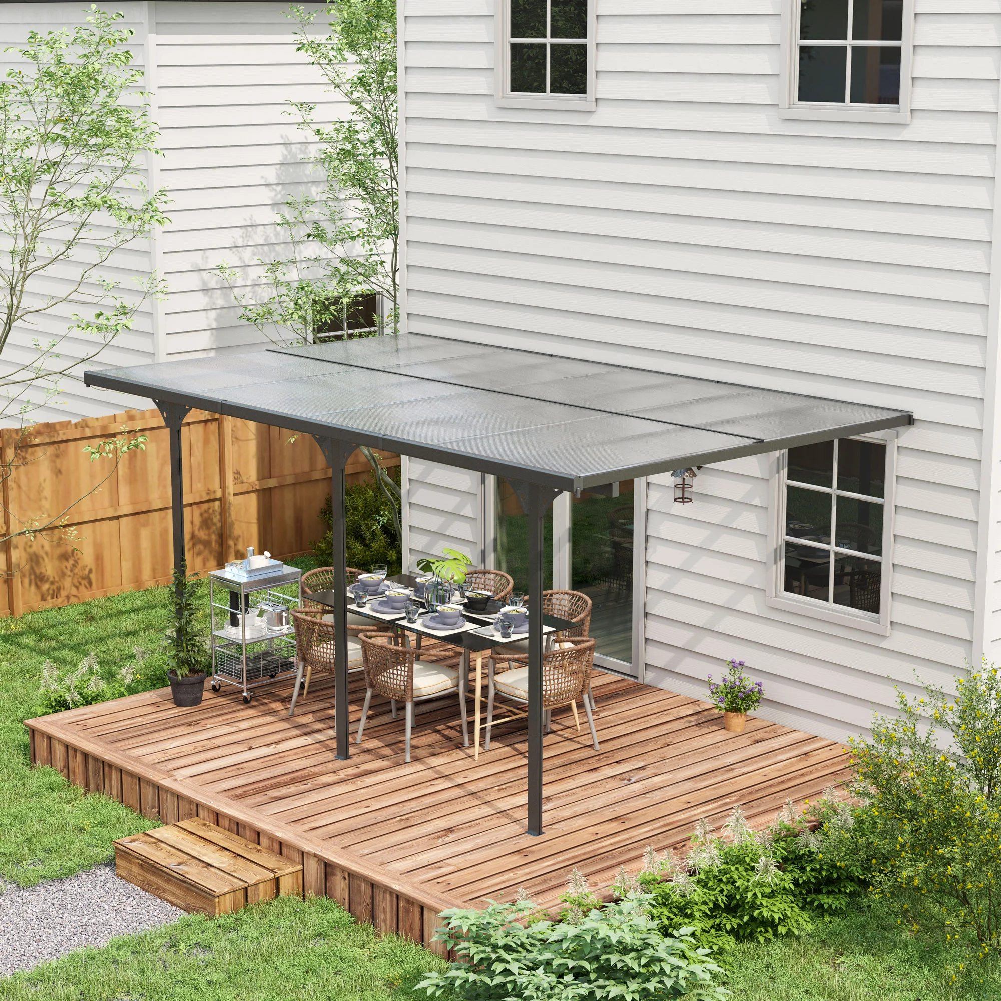 CampGlut 16.5x10 Polycarbonat Pergola mit UV-Schutz.