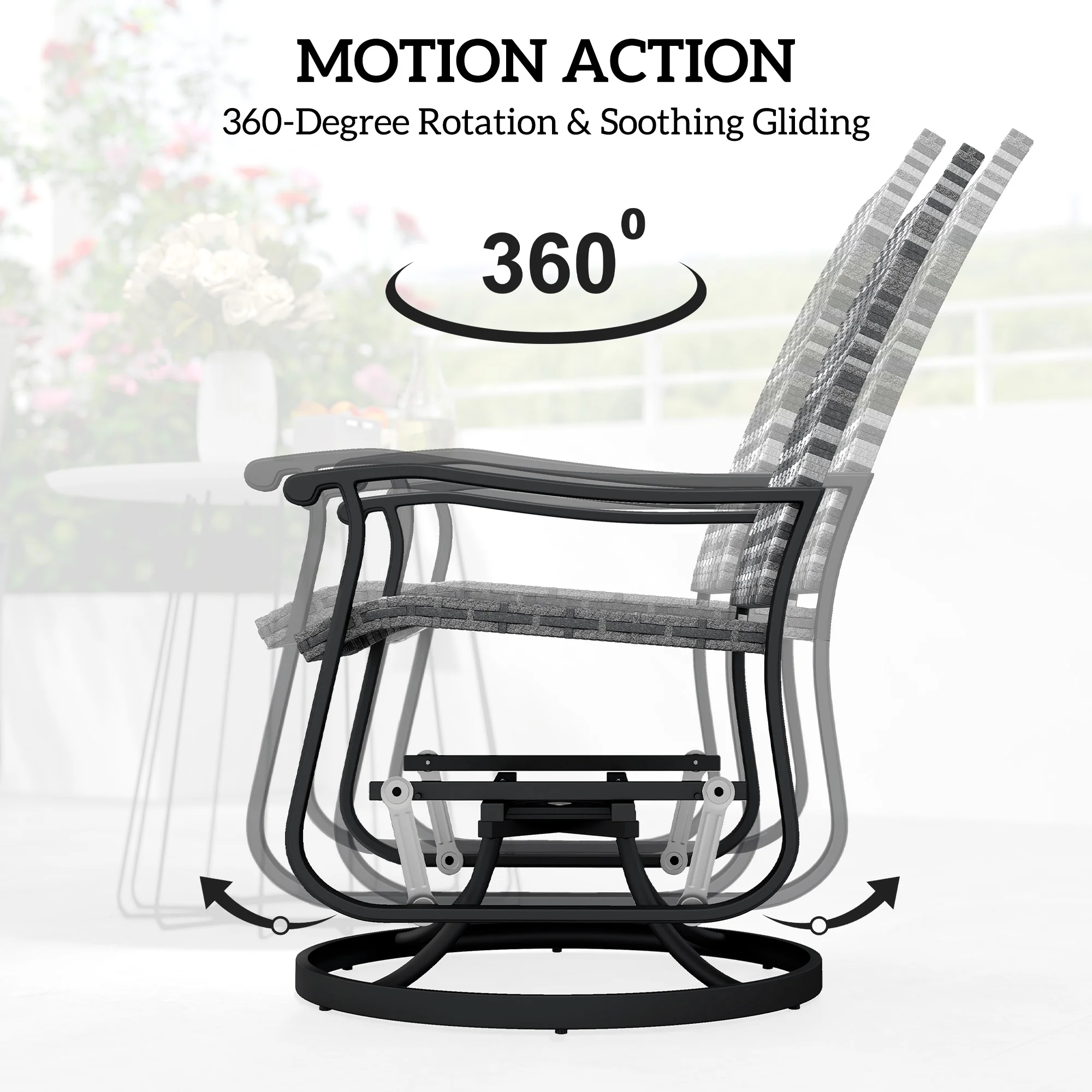 Korb-Rattan-Dreh-Garten-Schaukelstuhl-Set, 2er-Set – Bild 2