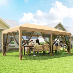 CampGlut 10x20 Pop-Up Pavilion mit Netz, Schatten für Outdoor-Partys.