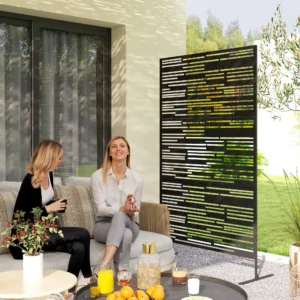 78" H x 48" B Metall Sichtschutz, freistehend, dekorativ, für Balkon, Schwarz