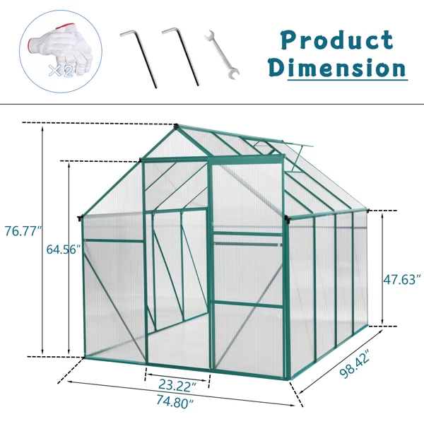 Green 6 x 2.4 m Outdoor Greenhouse - Imagen 3