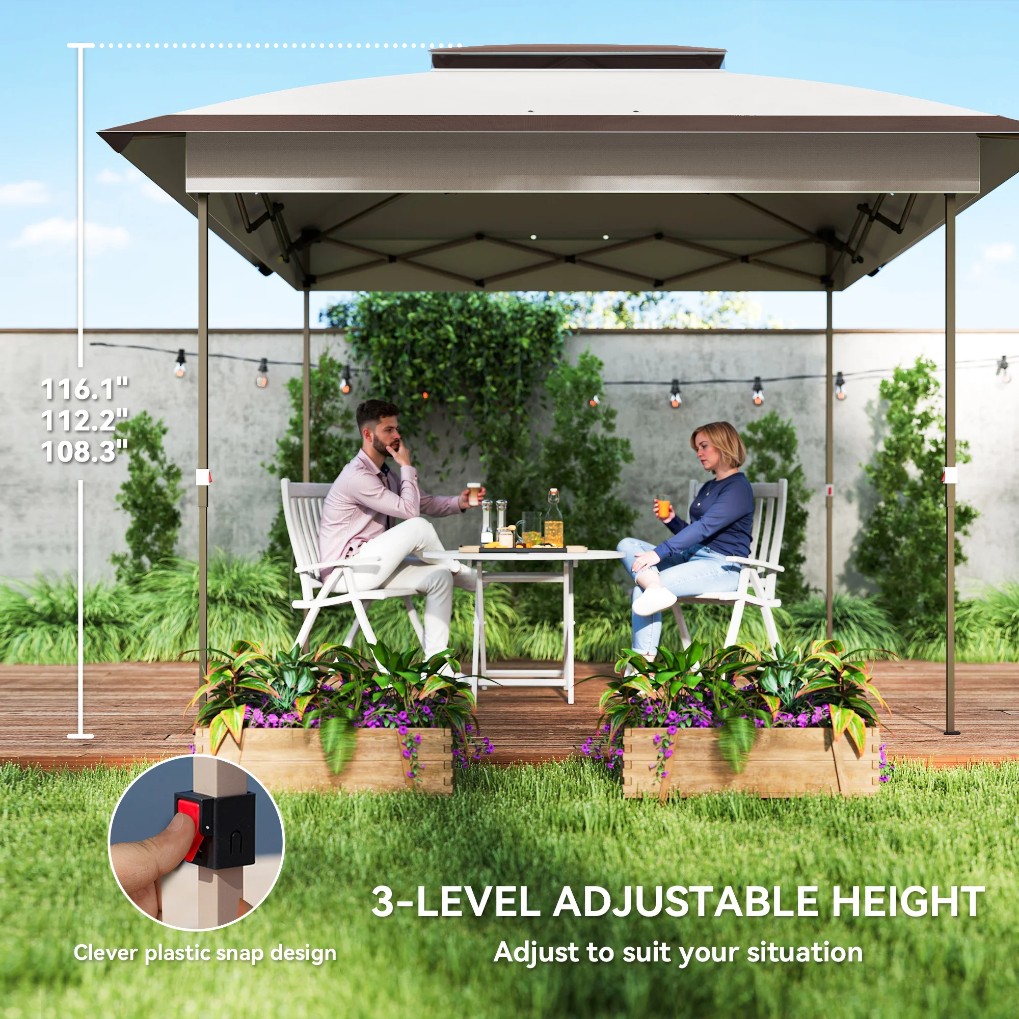 12 x 12 Pop-Up-Pavillon mit Netz und Tragetasche, sofortiger Sonnenschutz, 13... – Bild 2