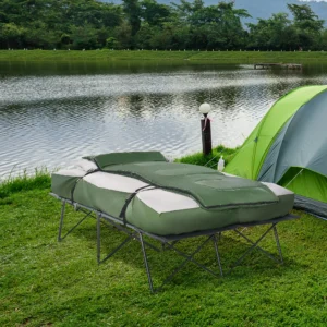 2-Personen Klappbett Camping Set mit Schlafsack, Luftmatratze, Kissen & Trage...