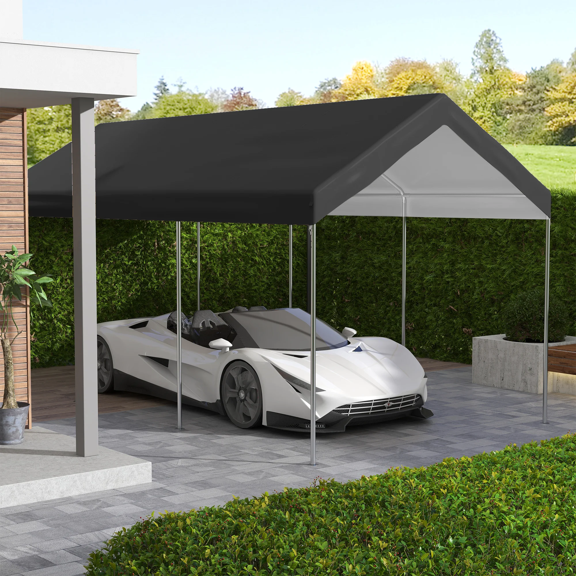 CampGlut Carport-Ersatzdach 20x10 Fuß mit Kugelspitzen, robustes Outdoor-Zubehör.