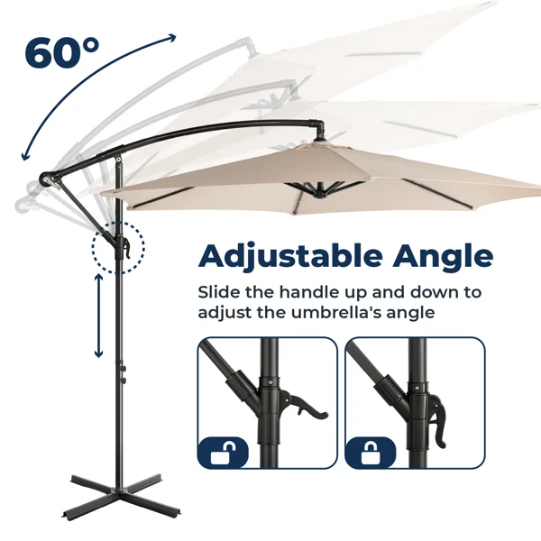 CampGlut 10FT Round Umbrella, Outdoor-Camping-Schirm mit Ständer.