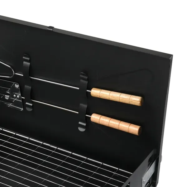 44x27x7cm Portable Square Charcoal Grill Black - Image 2