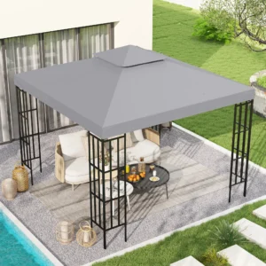 CampGlut Ersatzdach Pavillon grau 2-stufig 9,84 x 9,84 Outdoor