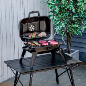 14" tragbarer Grill, kleiner Holzkohlegrill für Outdoor, BBQ, Camping, emaill...