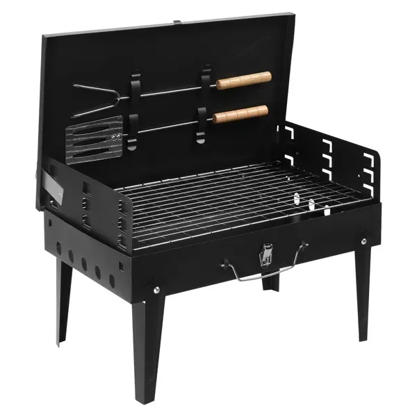 44x27x7cm Portable Square Charcoal Grill Black - Image 8