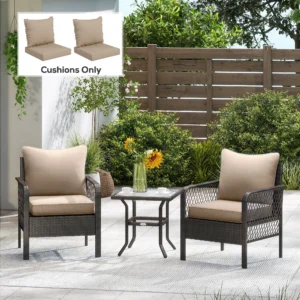 Terrassenstuhl-Auflage Set 2er, Sitz & Rücken, beige, farbbeständig