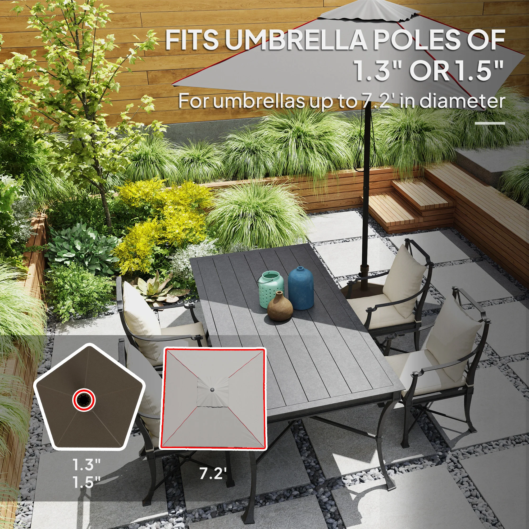 Terrassenschirmständer, schwerer Outdoor-Standfuß, bis 19 kg Sand/15 kg Wasse... – Bild 4