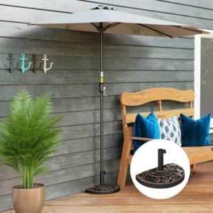 20 Pfund halbrunder Terrassenschirmständer, dekorativer Harzständer für Stang...