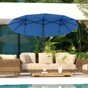 Doppelseitiger Terrassenschirm, 9,5 ft, mit Kipp- und Kurbelfunktion, 3 Lufts...